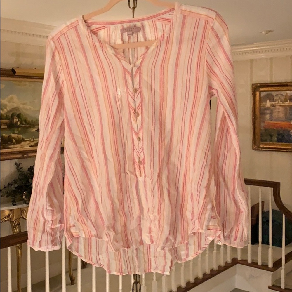 Calypso St. Barth Cotton White/Pink Stripe Top